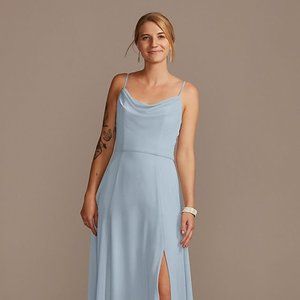David's Bridal Dusty Blue Bridesmaid's Dress EUC
